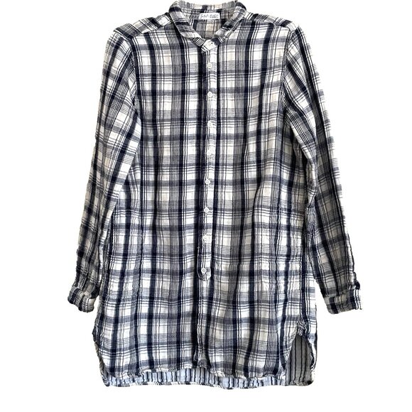 Free People CP Shades Flannel Plaid Shirt Tunic Top Blouse Medium Pockets - Picture 2 of 11